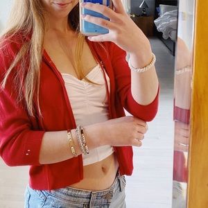 Cashmere Cropped Red Cardigan Hoodie 💔